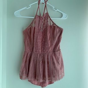 Pink backless crop top